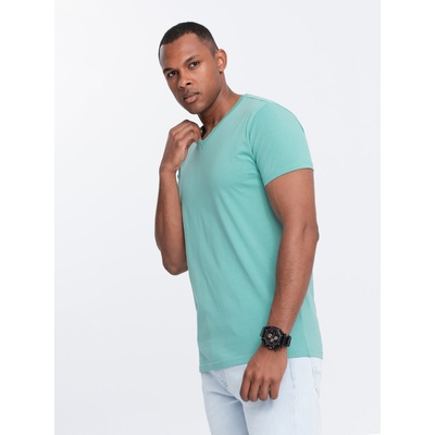 Ombre Clothing Тюркоазена мъжка памучна тениска с основно деколте Ombre Clothing Ombre Clothing | Sin | МЪЖЕ | S