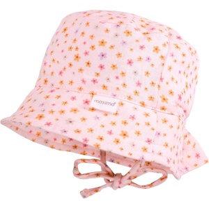 maximo Шапка maximo Baby's Hat with Tie + Muslin Lining Hat - Muschelrosa / Blümchen - размер 45 cm (904-6331-0614)
