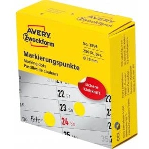 Avery Zweckform Marking wheel in dispenser Avery Zweckform, 250 pcs /roll, O19 mm, yellow, YELLOW