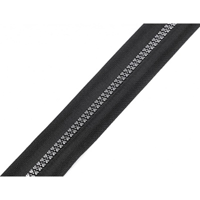 Prima-obchod Zip kostěný No 5 designový metráž, barva 2 černá stříbrná
