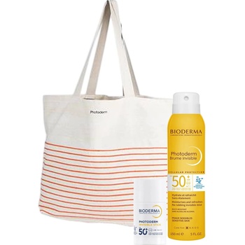BIODERMA Photoderm Комплект - Спрей и Стик, 150 ml + 15 g + Плажна чанта