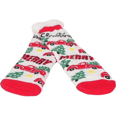 Мъжки коледни чорапи в бяло с елхички