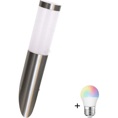 LED RGBW димируема външна стенна лампа LIVIA 1xE27/6, 5W/230V IP44 сребриста (LEDSA0462A)