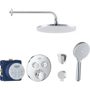 SANITINO - Душ комплект с термостат Grohe и скрито тяло, аксесоари kielle, хром SANI21GKK002 (SANI21GKK002)