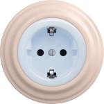 Reblig - Ретро стенен контакт с рамка SCHUKO 230V/16A син/старо-розов (RG0119P)
