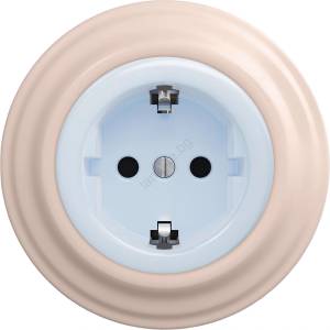 Reblig - Ретро стенен контакт с рамка SCHUKO 230V/16A син/старо-розов (RG0119P)
