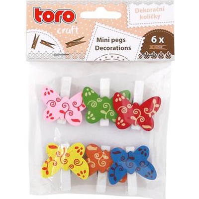 Toro Štipce na pradlo drevené s motýlikom 6 ks