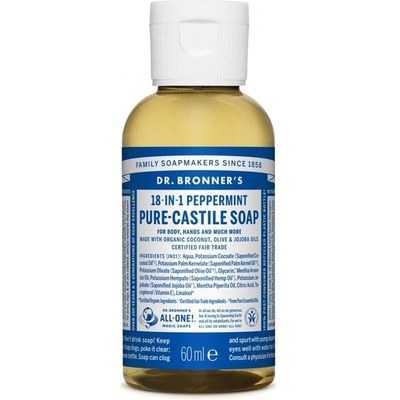 Dr. Bronner's tekuté univerzálne bio mydlo ALL-ONE Peppermint 59 ml