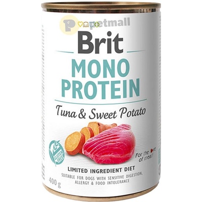 Brit Консервирана храна за кучета brit mono protein tuna & sweet potato - със 72% прясно риба тон и 5% сладки картофи 0.400 кг
