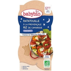 Babybio Био меню Babybio Лека нощ - Рататуй с ориз, 12 м+, 2 х 200 g (3288131520926) - baby