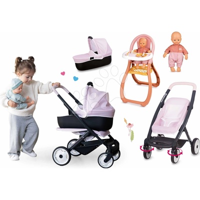 Smoby Set trojkombinácia s jedálenskou stoličkou Puschair Pink Maxi Cosi&Quinny a 32 cm bábika v dupačkách