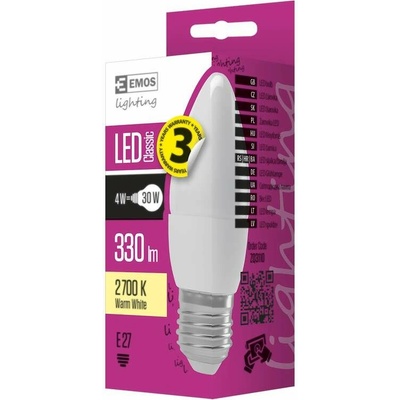 Emos LED žiarovka Classic Candle 4W E27 teplá biela