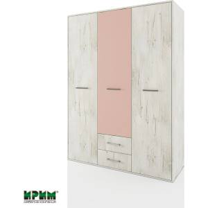 Bogdan Furniture I Трикрилен гардероб Mod 1039, Дъб  иемона/Розова  раскова