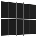 vidaXL 5-panelový paraván čierny 250 x 220 cm látkový