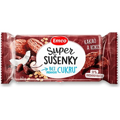 Emco Ovesné sušenky kakao-kokos bez cukru 60 g