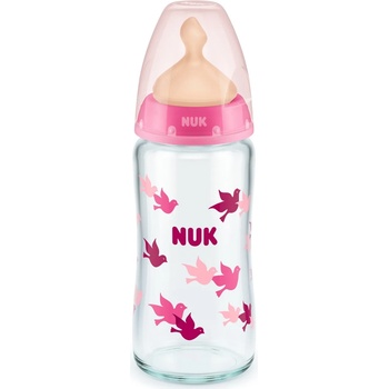 Image 1 of Nuk Стъклено шише с каучуков биберон Nuk - First Choice, TC, 240 ml, розово (10745122)