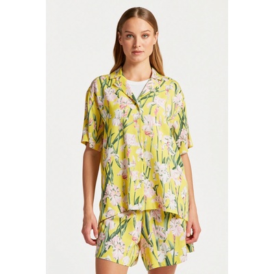 Gant košeľa rel iris print ss pyjama shirt žltá