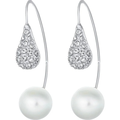 CRYSTalp Moderní náušnice s krystaly Swarovski a perlou LuxePearl 42369.R