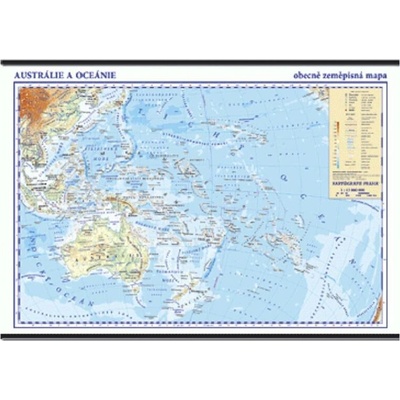 Austrálie a Oceánie – školní nástěnná obecně zeměpisná mapa