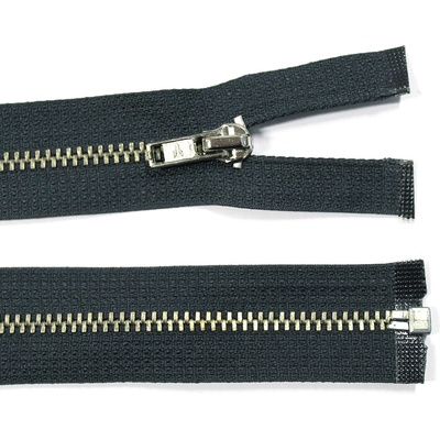 Kovový zip no.3 rozepínací 50cm tmavě šedý (stříbrné zoubky)