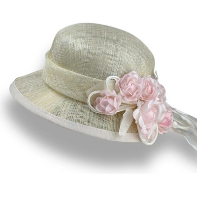 Krumlovanka dámský luxusní společenský klobouk Cloche C-181 smetanový
