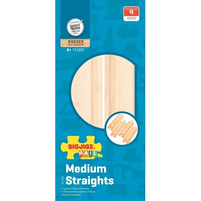 Bigjigs Rail Stredná rovné koľaje 16cm 4ks