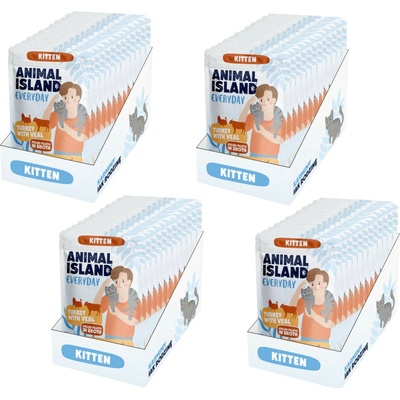 ANIMAL ISLAND Everyday Kitten Turkey with veal in broth 48x85 g