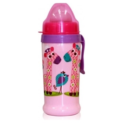 Lorelli netekoucí láhev s pítkem klip Zoo Pink 360 ml