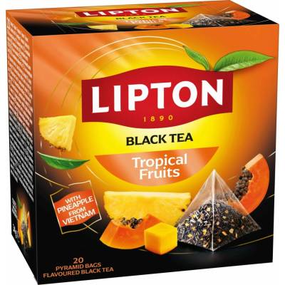 Lipton Black Tea Tropical Fruits 20 čajových sáčků
