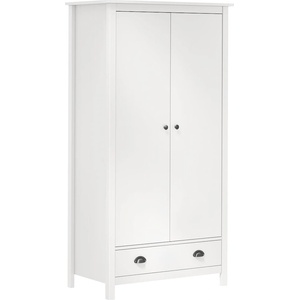 vidaXL Гардероб с 2 врати Hill бял 89x50x170 см борово дърво масив (288948)