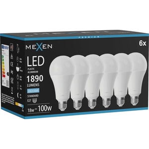 Mexen Nova 6x LED крушка E27, A70, 18W, Студена - 6500K, 1890 lm - L100-E27-1865-01x06 (L100-E27-1865-01x06)