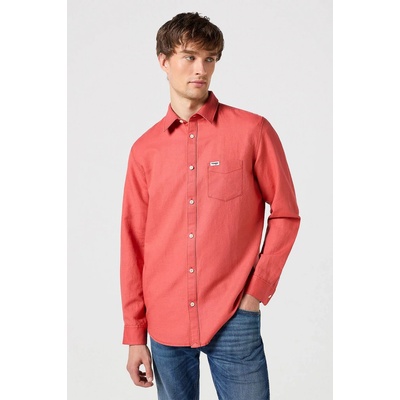 Wrangler pánska košeľa long sleeve one pocket shirt IN burnt Siena 112352185 tehlová