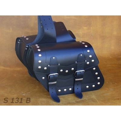 Kožené moto brašny S131 černé, 30x25x14cm - nýty a třásně – Hledejceny.cz