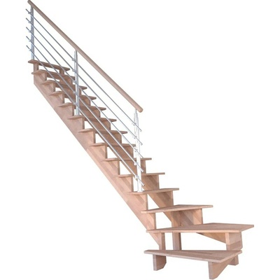 StarWood Schody Lindos bukové levé 80cm otevřené design. nerez. zábradlí