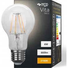 LVT Dekoračná LED žiarovka E27 6W 2700K A60 filament PL0822