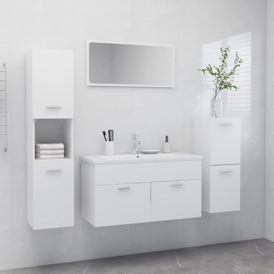 vidaXL Комплект мебели за баня, бял, ПДЧ (3070928)