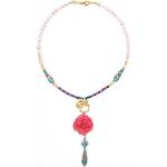 Dannyra Колие с естествена роза, мъниста клоазоне, перли и кристали Swarovski Pink Dream Dannyra Jewels