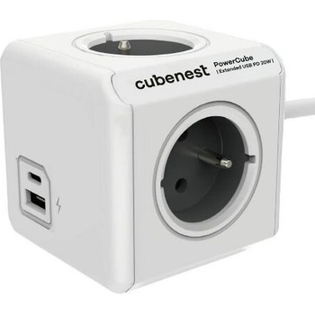 Cubenest PowerCube Extended USB PD 20W, USB, USB-C, 4x zásuvka, 1,5m PC420GY sivý/biely
