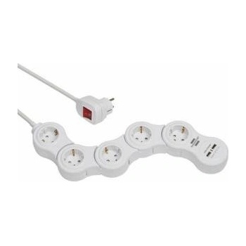 brennenstuhl Контакт - 5 изхода с копче Brennenstuhl Vario-Power Бял 3600 W USB x 2 (1, 4 m)