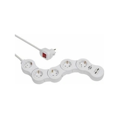 brennenstuhl Контакт - 5 изхода с копче Brennenstuhl Vario-Power Бял 3600 W USB x 2 (1, 4 m)