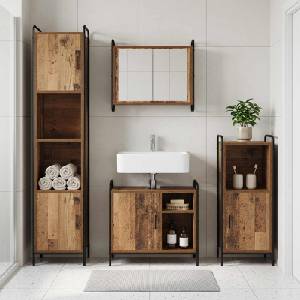 vidaXL Комплект шкафове за баня 2 бр. Старо дърво 65, 5 x 34 x 61 см (3444487)
