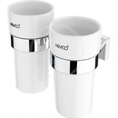 Nimco Keira Poháriky na kefky a pastu s držiakom biela keramika/chróm KE 22058DKN-26