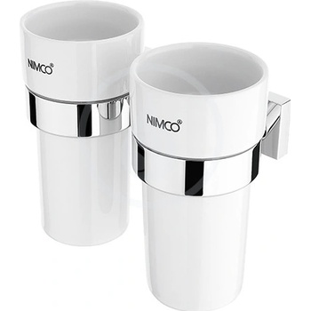 Nimco Keira Poháriky na kefky a pastu s držiakom biela keramika/chróm KE 22058DKN-26