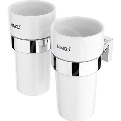 Nimco Keira Poháriky na kefky a pastu s držiakom biela keramika/chróm KE 22058DKN-26