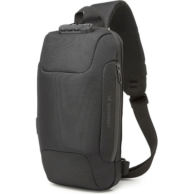 Wozinsky Anti-Theft Sling Backpack With Lock - стилна чанта с презрамка и ключалка за смартфони и други дребни вещи (черен)