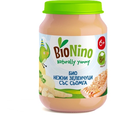 BioNino БИО пюре нежни зеленчуци със сьомга 6м+ 190 г