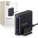 Tech-Protect dc240w-gan 6-ПОРТОВО ЗАРЯДНО ЗА БЮРО pd 240w / qc3.0 ЧЕРНО (5906302390878)