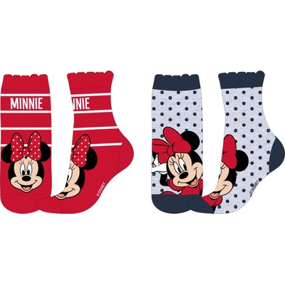 Minnie Mouse 52349870 Dievčenské ponožky červená/ šedá bodka