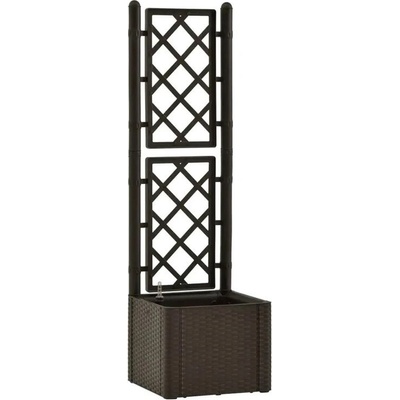 STEFANPLAST Samozavlažovací kvetináč NATURAL DELUXE 43x43x142cm moka, s mriežkou
