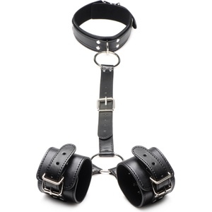 Strict Collar with Cuffs Restraint Set Black